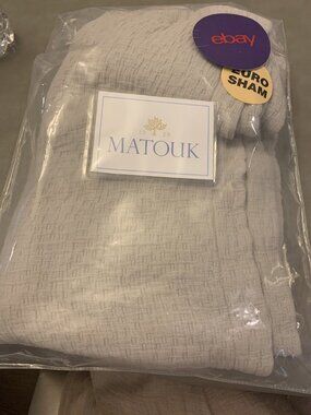 Brand New Matouk Euro European Pillow Sham Costa Alabaster Gray Cotton